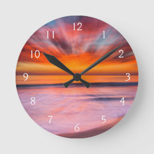 Sunset abstract from Tamarack Beach Round Clock