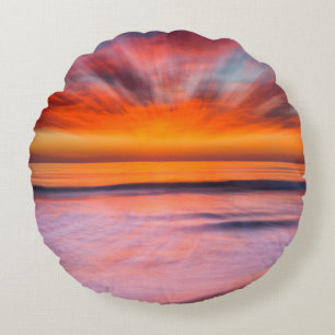 Sunset abstract from Tamarack Beach Round Cushion