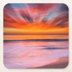 Sunset abstract from Tamarack Beach Square Paper Coaster