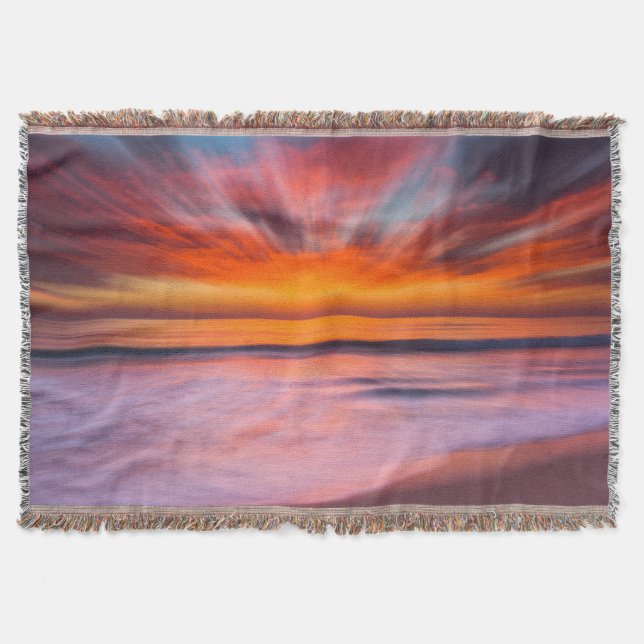 Sunset abstract from Tamarack Beach Throw Blanket (Front)