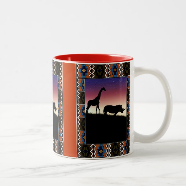 Sunset, african animals Two-Tone coffee mug (Right)