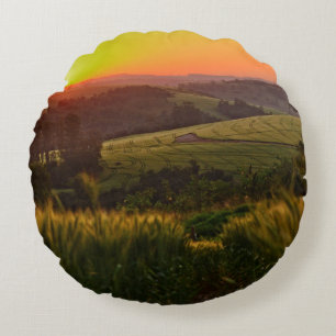 Sunset Agriculture Wheat Round Cushion