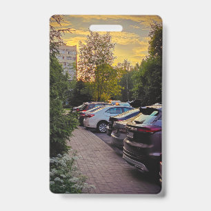 Sunset Alleyway Photo Badge – Customisable ID Badge