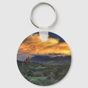 Sunset along Garden Path Key Ring