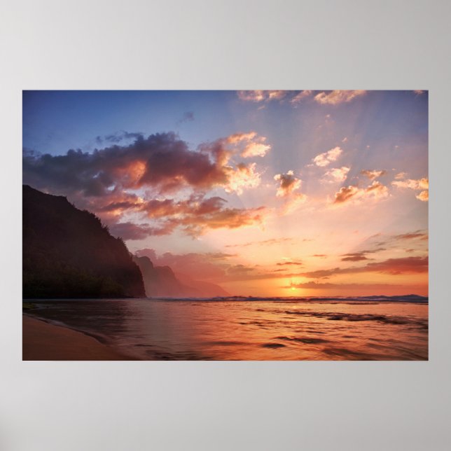 Sunset Along The Kauai Coast Poster (Front)