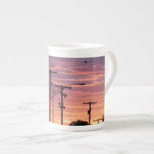 Sunset and Lamp Posts Bone China Mug