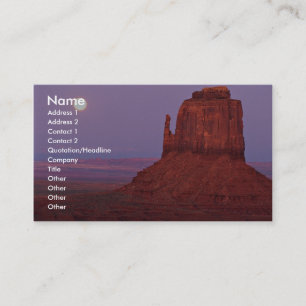 Sunset and moonrise at Mitten Butte, Monument Vall Business Card