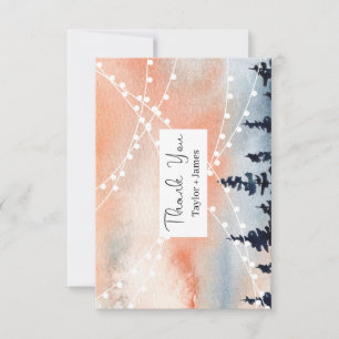 Sunset and Pine Forest Thank You Card