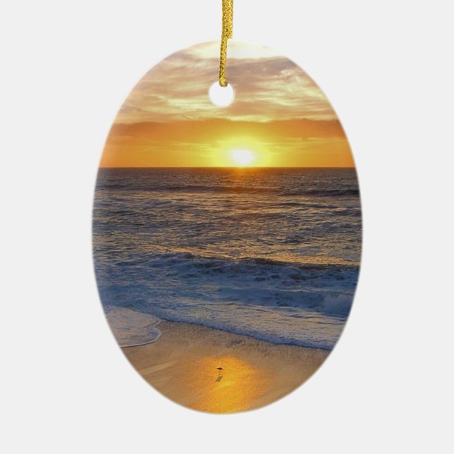 Sunset and Rocks Ceramic Ornament (Front)