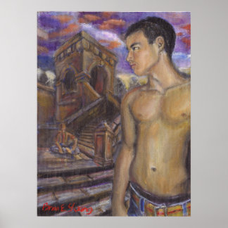 Sunset and Stairs Poster