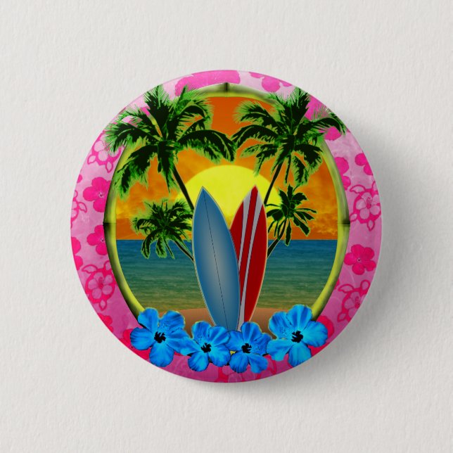 Sunset And Surfboards 6 Cm Round Badge (Front)