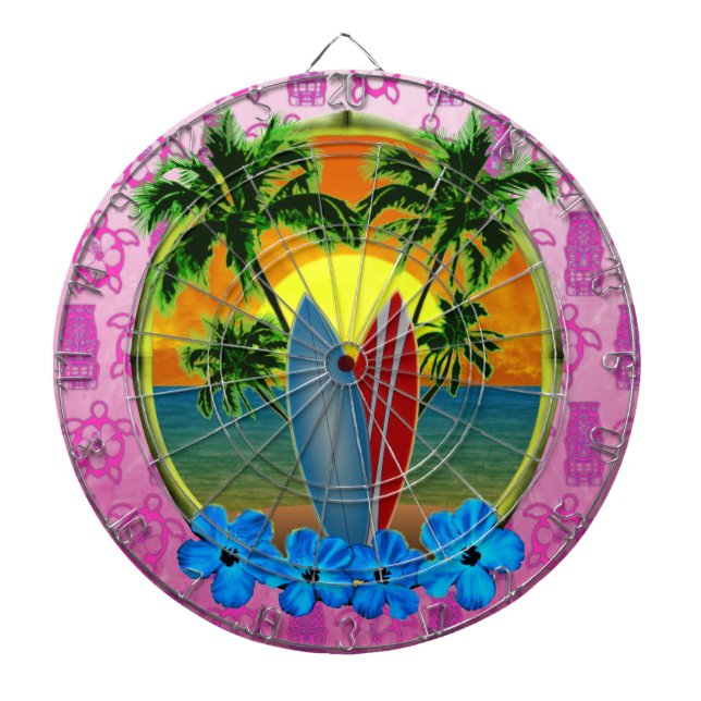 Sunset And Surfboards Dartboard (Front)