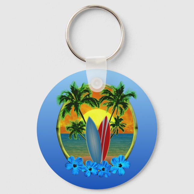 Sunset And Surfboards Key Ring (Front)