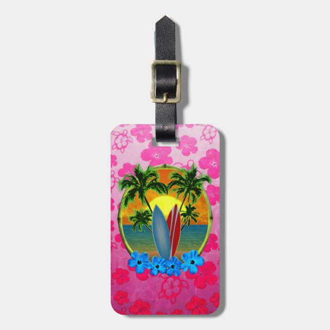 Sunset And Surfboards Luggage Tag (Front Vertical)
