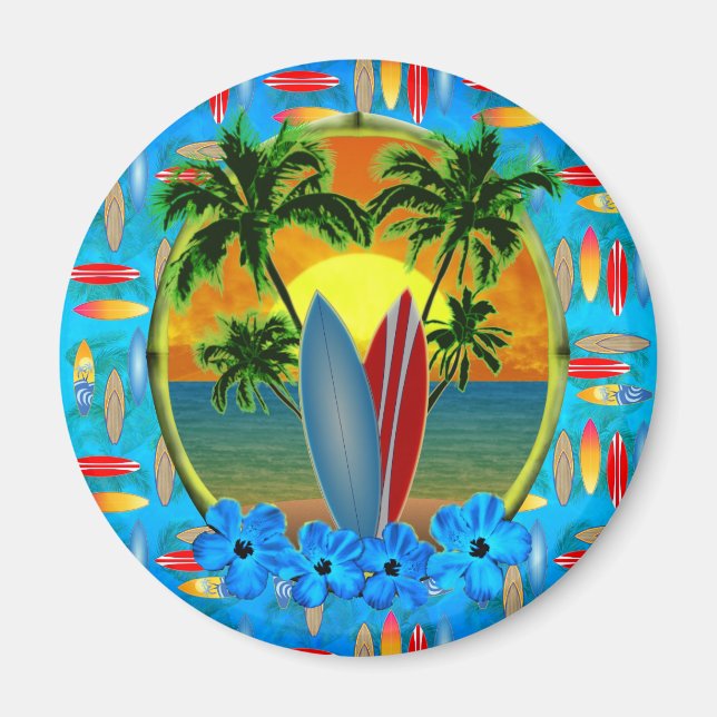 Sunset And Surfboards Magnet (Front)