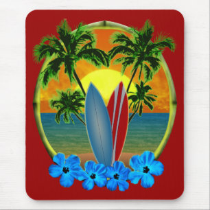 Sunset And Surfboards Mouse Pad