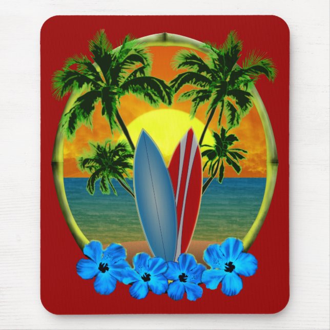 Sunset And Surfboards Mouse Pad (Front)