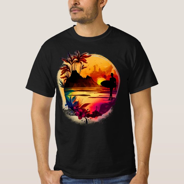 Sunset and Surfing T-Shirt (Front)
