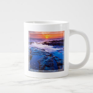 Sunset And Tide Pool In Hawaii Large Coffee Mug