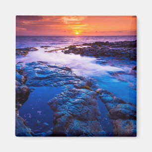 Sunset And Tide Pool In Hawaii Magnet