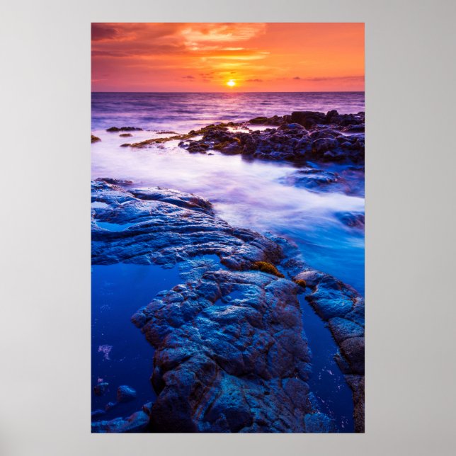 Sunset And Tide Pool In Hawaii Poster (Front)