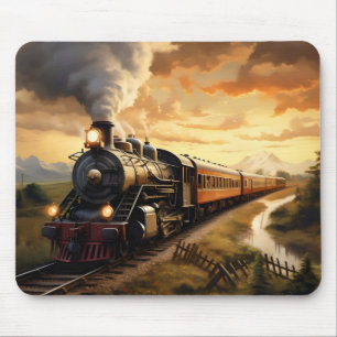 Sunset and Train Mouse Pad