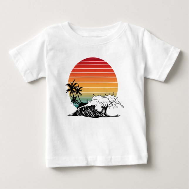 Sunset And Wave Baby T-Shirt (Front)