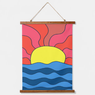 Sunset and Waves Hanging Tapestry