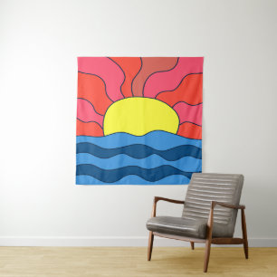 Sunset and Waves Tapestry