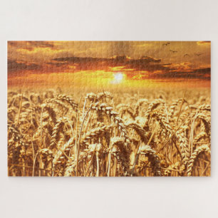 Sunset and Wheat Field Jigsaw Puzzle