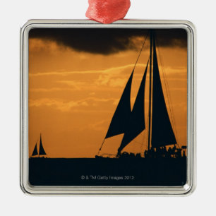Sunset and Yacht 2 Metal Tree Decoration