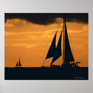 Sunset and Yacht 2 Poster