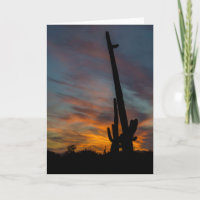 Sunset Arizona Greeting Card Saguaros Friends