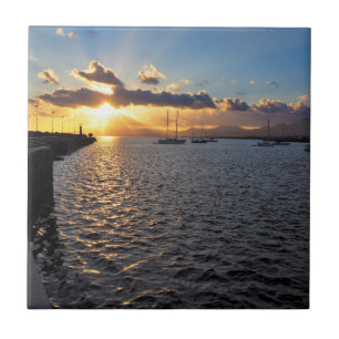 Sunset at Arrecife, Lanzarote, Ceramic Tile