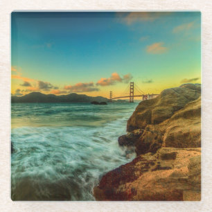 Sunset at Baker Beach Glass Coaster
