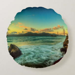 Sunset at Baker Beach Round Cushion