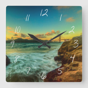 Sunset at Baker Beach Square Wall Clock