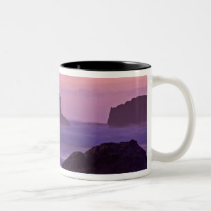 Sunset at Bandon Beach Sea Stacks. Two-Tone Coffee Mug