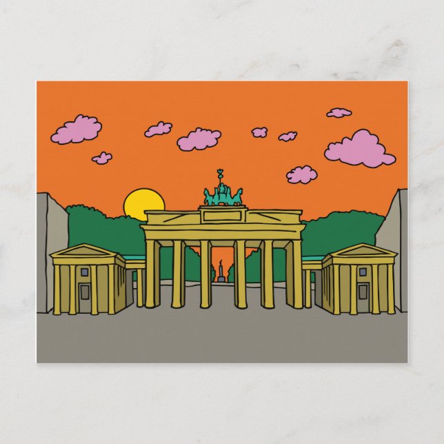Sunset at Brandenburg Gate in Berlin Postcard (Front)