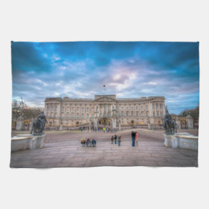 Sunset at Buckingham Palace, London Tea Towel