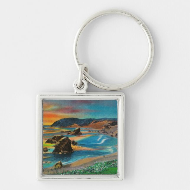 Sunset at Cape San SebastianCoast Key Ring (Front)