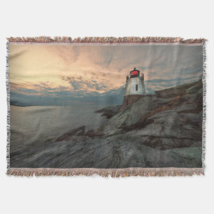Sunset At Castle Hill Lighthouse Throw Blanket