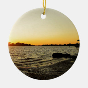 Sunset at Cedar Key Ceramic Tree Decoration