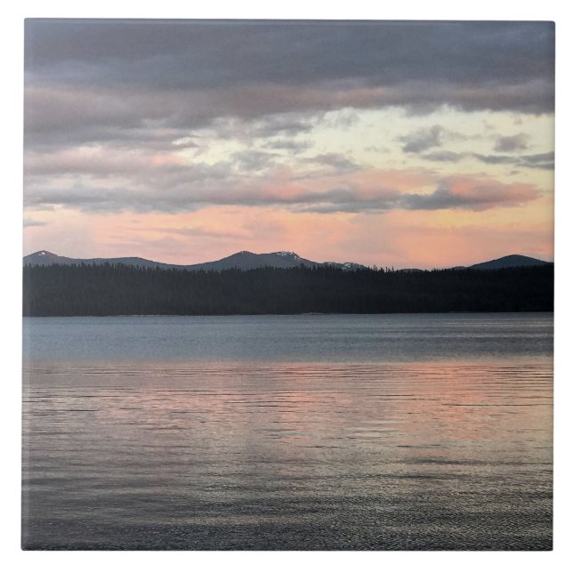 Sunset at Crescent Lake, OR Ceramic Tile (Front)