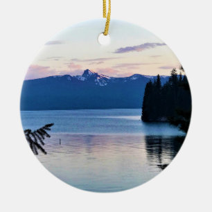 Sunset at Crescent Lake, Oregon Ceramic Ornament