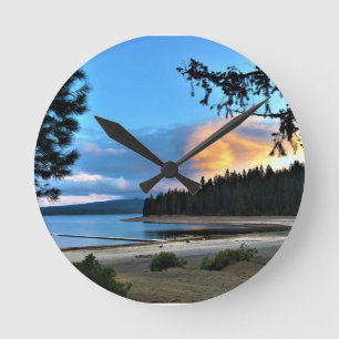 Sunset at Crescent Lake, Oregon Round Clock