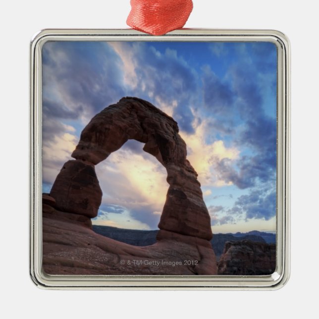 Sunset at Delicate Arch Metal Tree Decoration (Front)