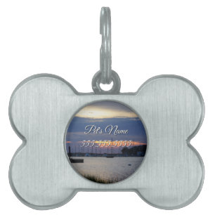 Sunset At Folly Harbour Pet ID Tag