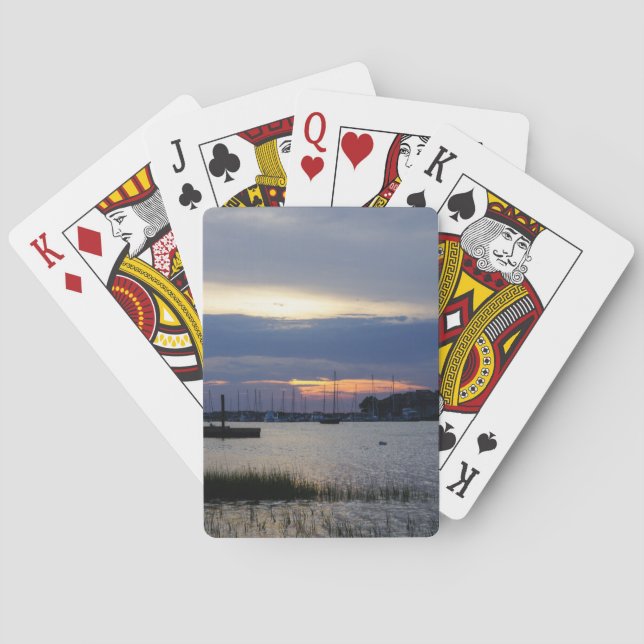 Sunset At Folly Harbour Playing Cards (Back)