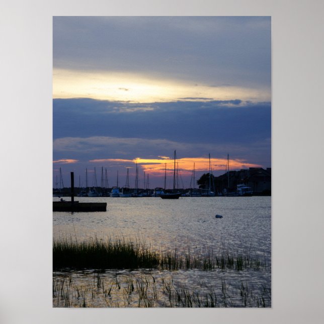 Sunset At Folly Harbour Poster (Front)
